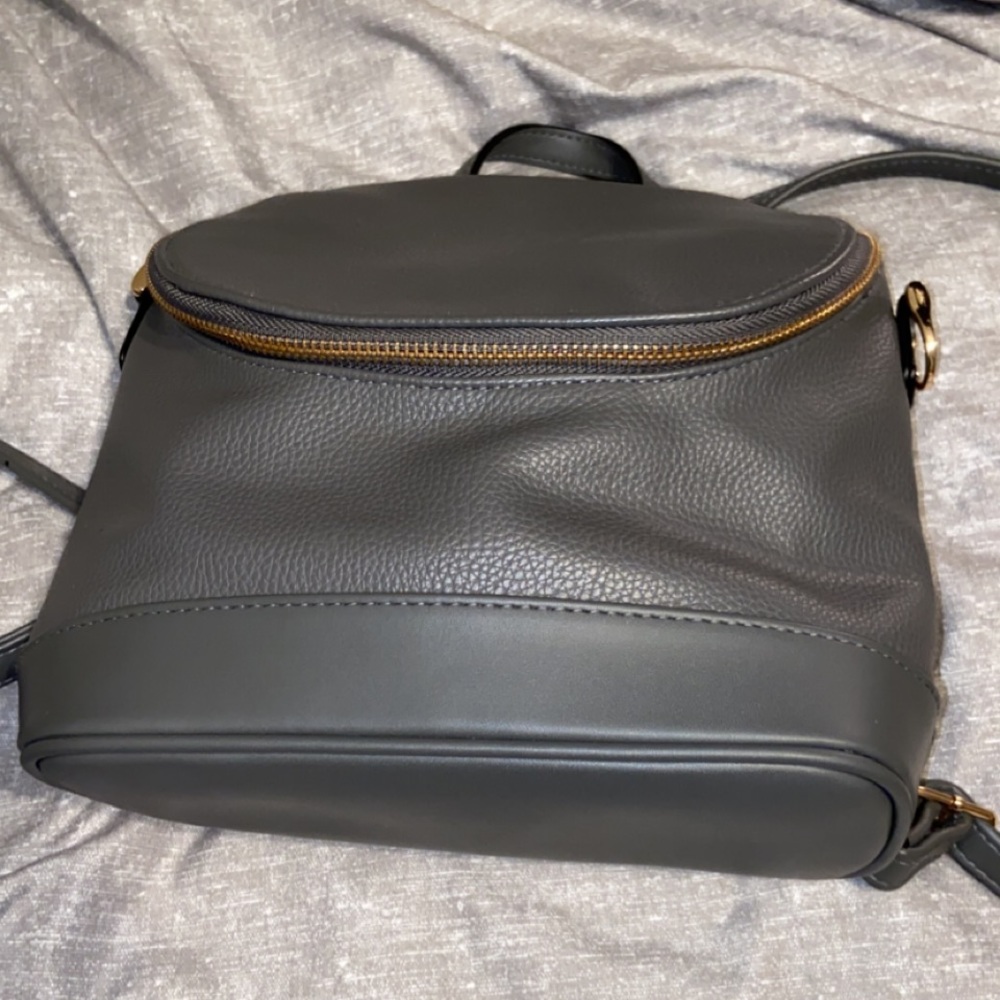 Gray Leather Mini Backpack - Picture 4 of 4